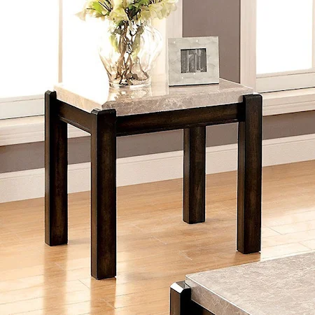 Contemporary End Table with Marble Top